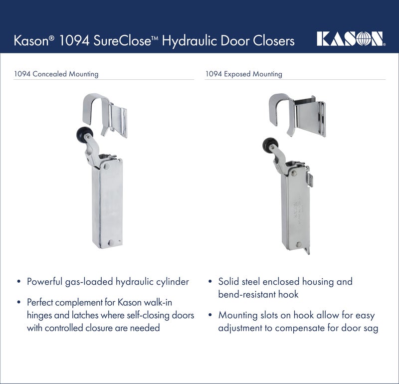 Kason 1094 SureClose Hydraulic Door Closer, Exposed Mounting, 11094000003 - Image 3